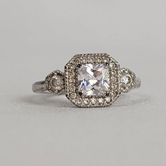 Stella & Dot Deco Silver Tone Cocktail Ring Size 9 - Picture 2 of 8